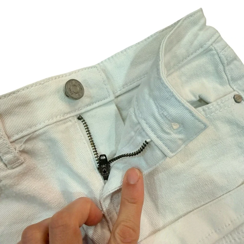 RSQ Jeans Malibu Shorts White Denim Cuffed 5-Pocket Girls Size 7 - Picture 3 of 4